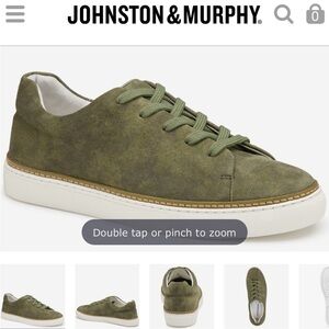 Johnston & Murphy Women’s Suede Sneakers in Olive Green